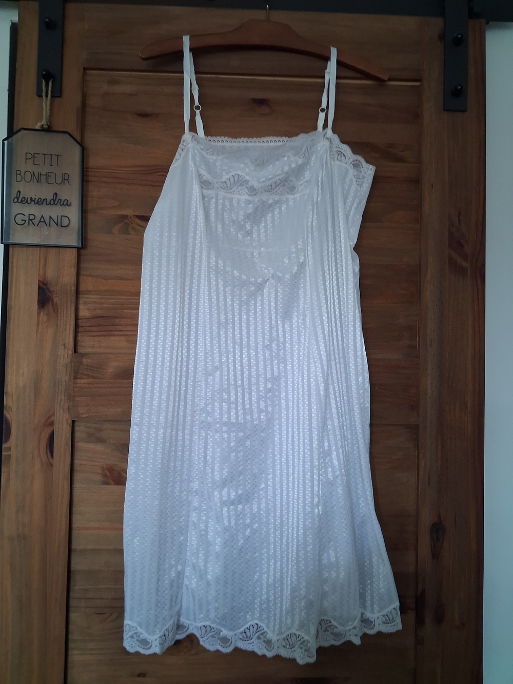 Naturana White Lace Trim Women's Slip Dress XL